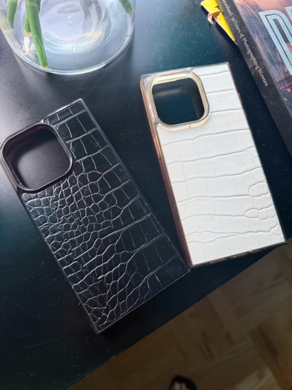 Lux Croc Texture Phone Case - Black & White - IPhone 14 Pro Case